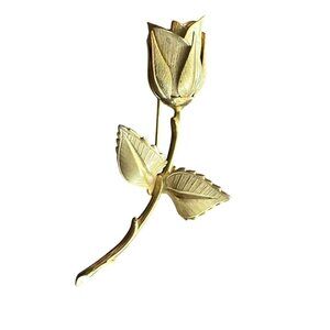 Brooch Pin Single Rose Gold Tone Flower Jewelry Women Costume Vintage Giovanni